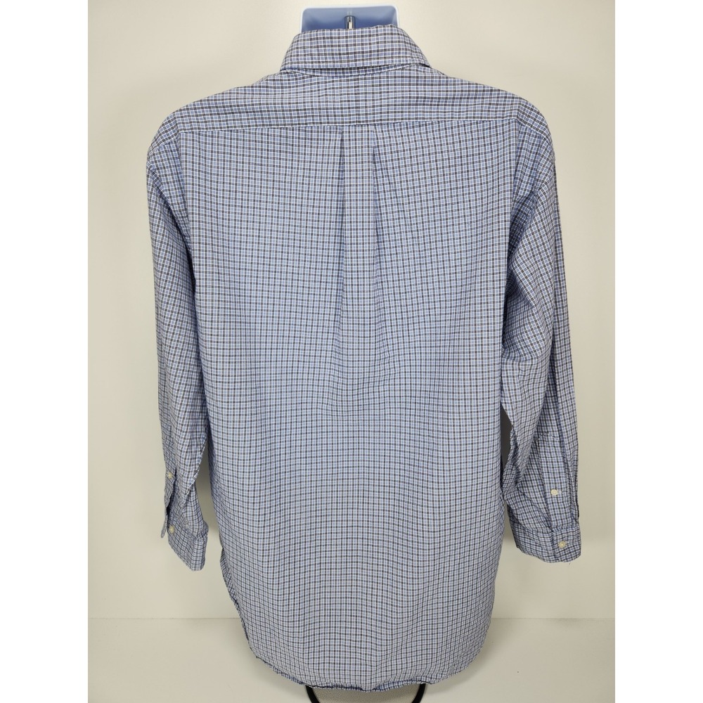 Polo Ralph Lauren Yarmouth Mens 16.5 32/33 Button Shirt Long Sleeve Blue Check - Picture 4 of 9